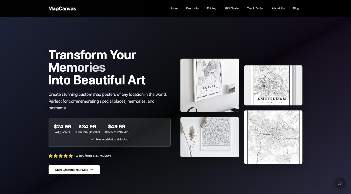 MapCanvas website screenshot